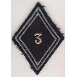 Losange de bras 3ème Régiment de Hussards chiffre blanc à velcro