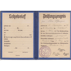 Lehrbrief Prüfungszeugnis Photographen / Carte Professionnel de photographe