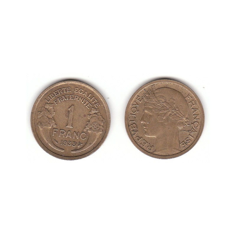 Pièce de Monnaie de 1 Franc Morlon en Bronze-aluminium 1938