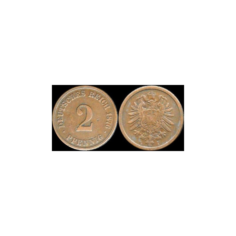 Pièce de monnaie de 2 Pfennig 1876 Atelier A