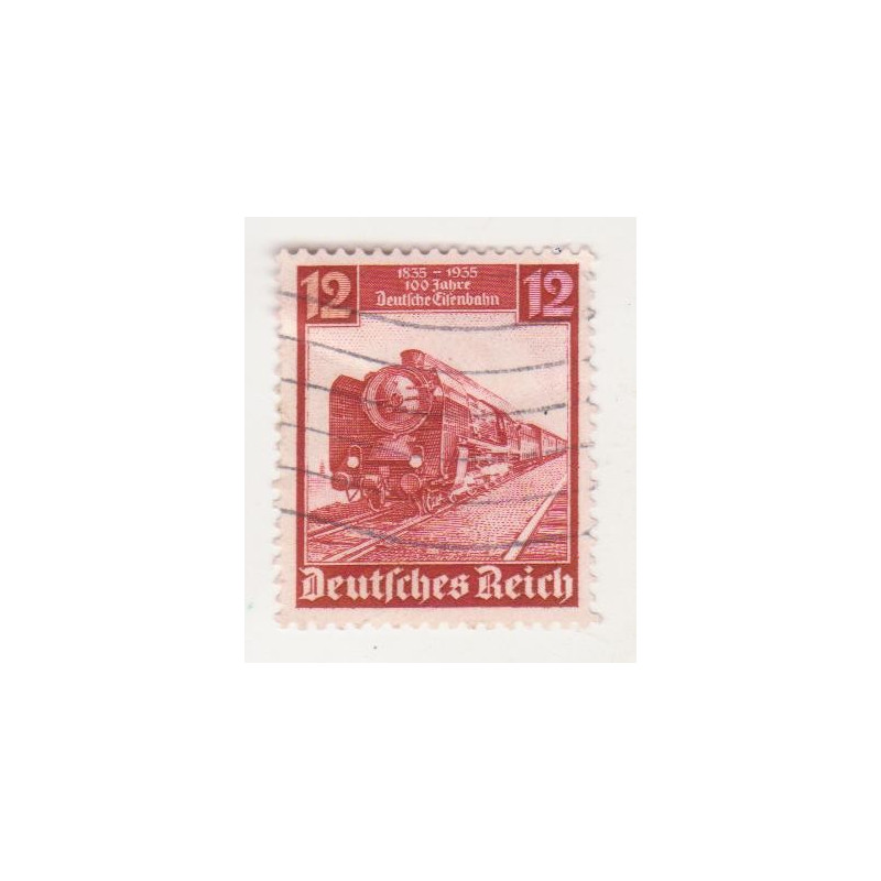 Timbre poste Deutsches Reich 100 Jahre Deutsche Eisenbahn 12 Pfennig oblitéré