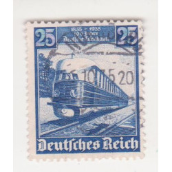 Timbre poste Deutsches Reich 100 Jahre Deutsche Eisenbahn 25 Pfennig oblitéré