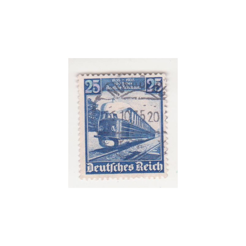 Timbre poste Deutsches Reich 100 Jahre Deutsche Eisenbahn 25 Pfennig oblitéré