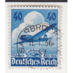 Timbre poste Deutsches Reich 10 Jahre Lufthansa 1936 40 Pfennig oblitéré