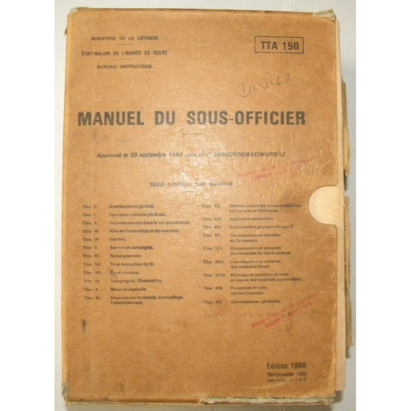 TTA 150: Manuel du sous-officier Armée Française - 21 livres