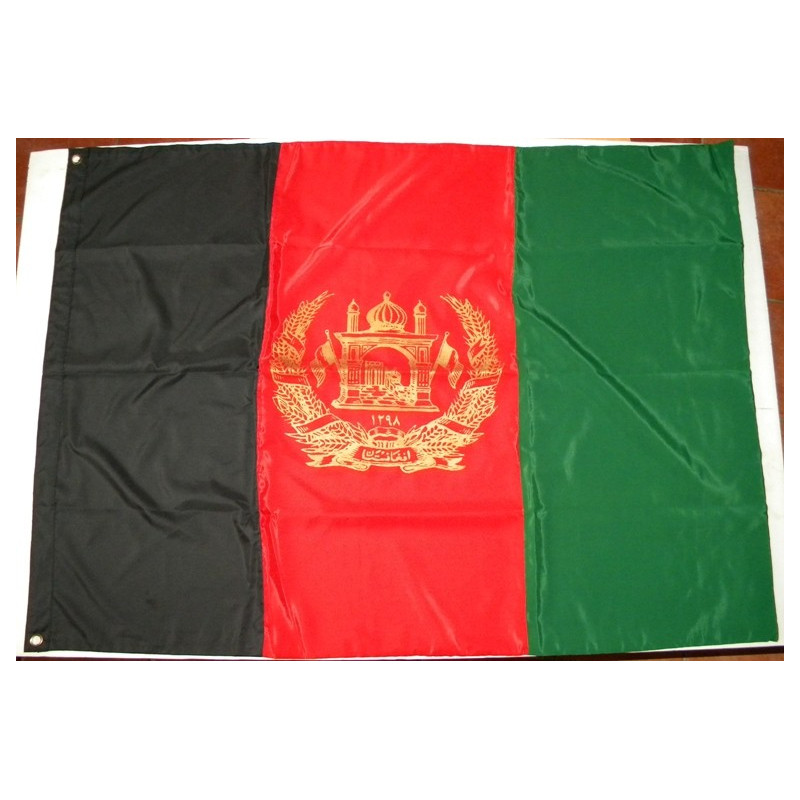 Drapeau afghan 110 x 80 cm en soie à oeillets - Afghanistan