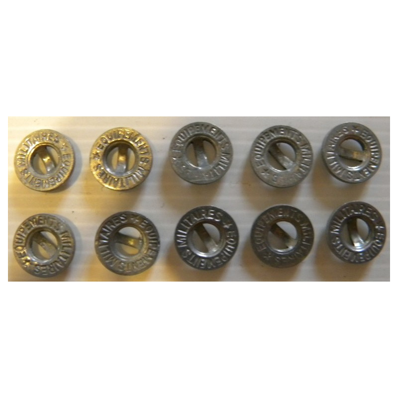 Lot de 10 boutons "Equipements Militaires" NEUF