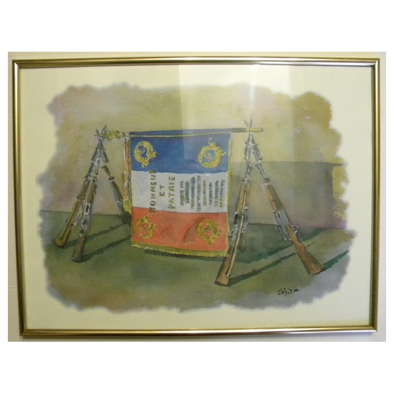 Tableau de peinture de l'étendard du 110ème Régiment d'Infanterie