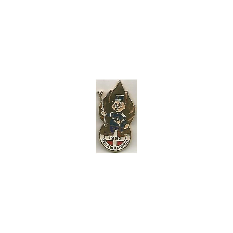 Pin's Albertville 1992 or - Gendarmerie Nationale