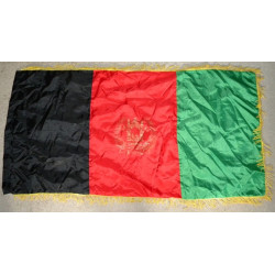 Drapeau afghan 140 x 70 cm en soie à franges - Afghanistan