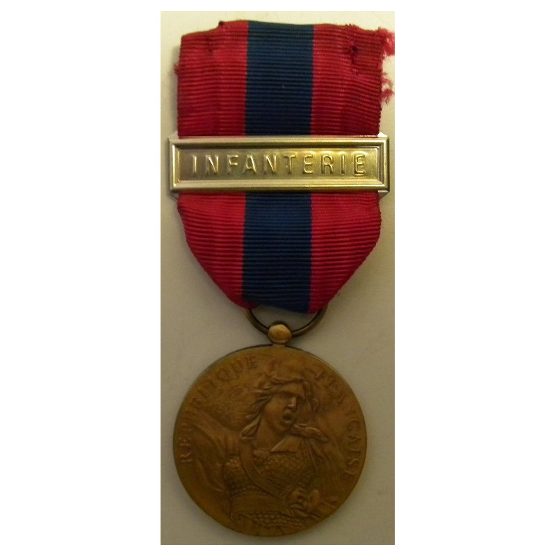 Médaille Défense Nationale "Bronze" 2ème Type mate + agraphe "Infanterie" 2ème Type