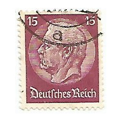 Timbre poste Maréchal Von Hindenburg 15 Pfennig mauve oblitéré