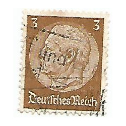 Timbre poste Maréchal Von Hindenburg 3 Pfennig beige oblitéré