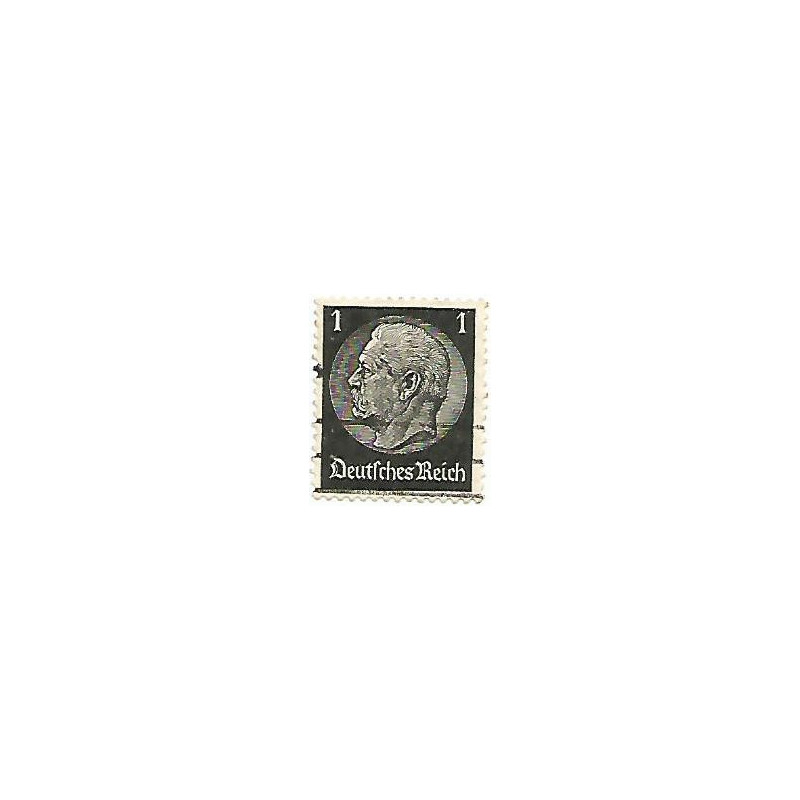 Timbre poste Maréchal Von Hindenburg 1 Pfennig noir oblitéré