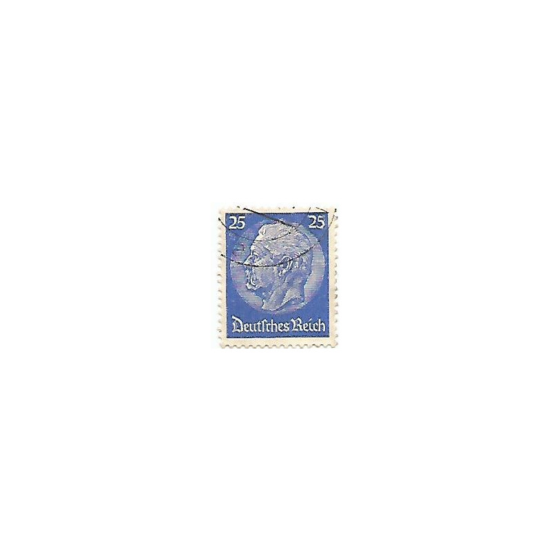 Timbre poste Maréchal Von Hindenburg 25 Pfennig bleu oblitéré