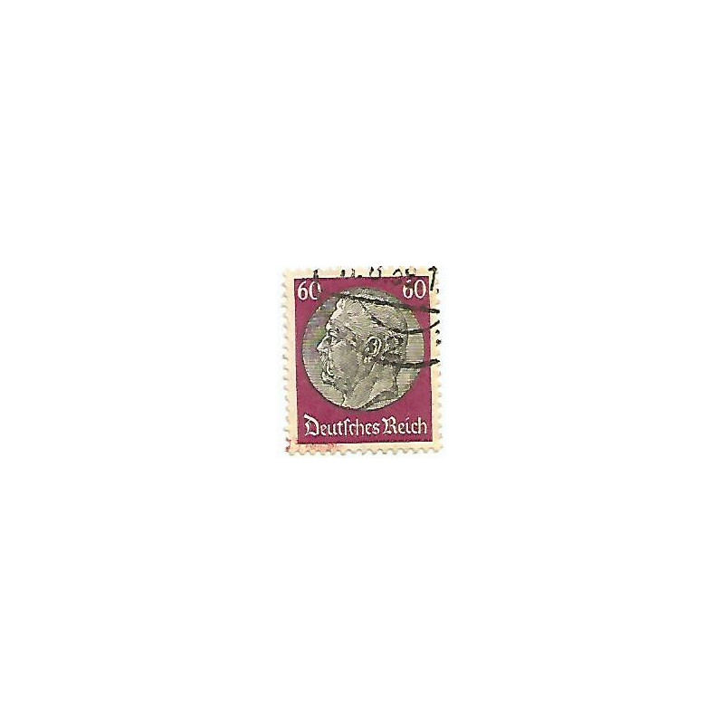 Timbre poste Maréchal Von Hindenburg 60 Pfennig mauve et gris oblitéré