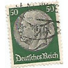 Timbre poste Maréchal Von Hindenburg 50 Pfennig vert et gris oblitéré