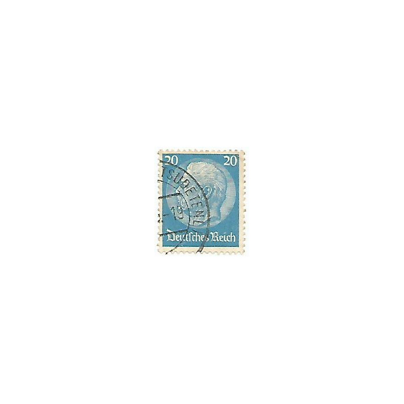 Timbre poste Maréchal Von Hindenburg 20 Pfennig bleu clair oblitéré