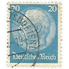Timbre poste Maréchal Von Hindenburg 20 Pfennig bleu clair oblitéré