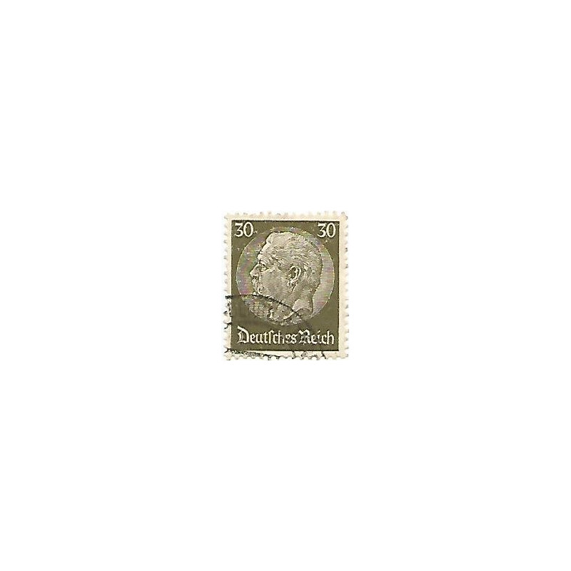 Timbre poste Maréchal Von Hindenburg 30 Pfennig kaki oblitéré