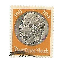 Timbre poste Maréchal Von Hindenburg 100 Pfennig orange et gris oblitéré