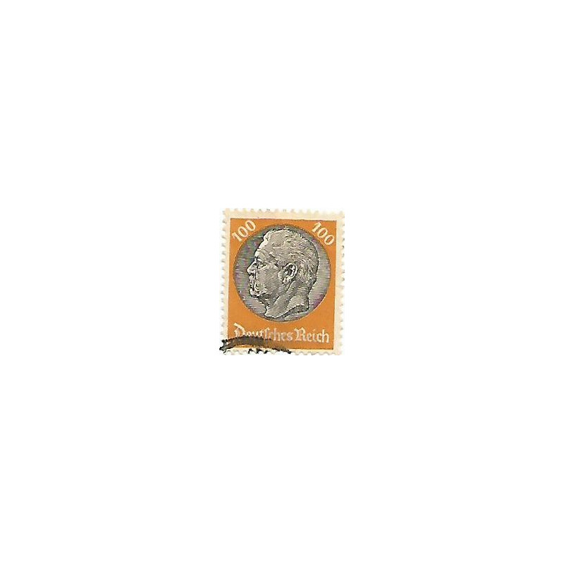 Timbre poste Maréchal Von Hindenburg 100 Pfennig orange et gris oblitéré