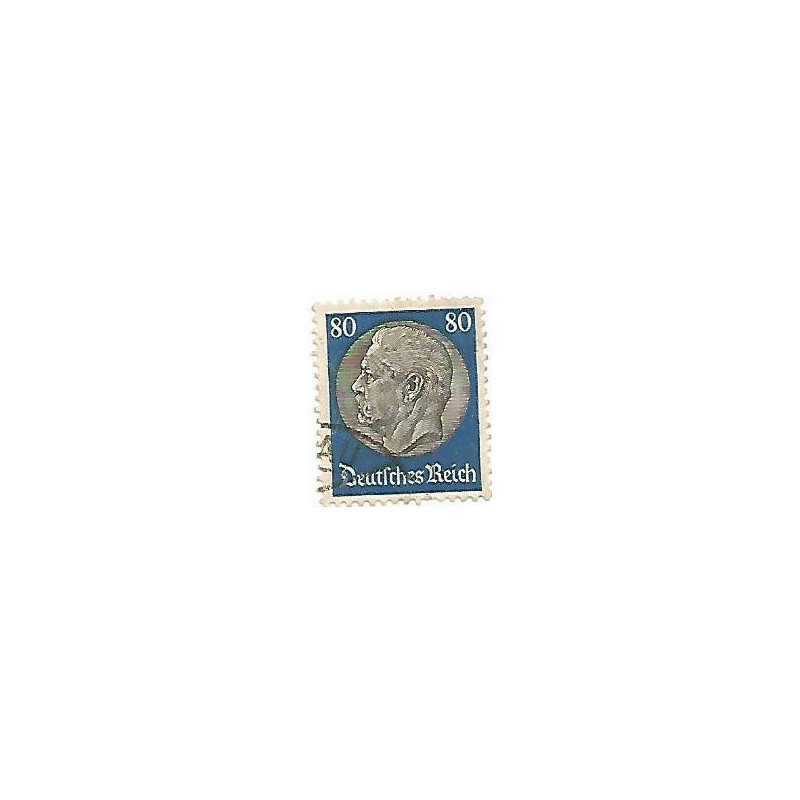 Timbre poste Maréchal Von Hindenburg 80 Pfennig bleu et gris oblitéré