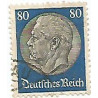 Timbre poste Maréchal Von Hindenburg 80 Pfennig bleu et gris oblitéré