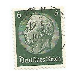 Timbre poste Maréchal Von Hindenburg 6 Pfennig vert oblitéré