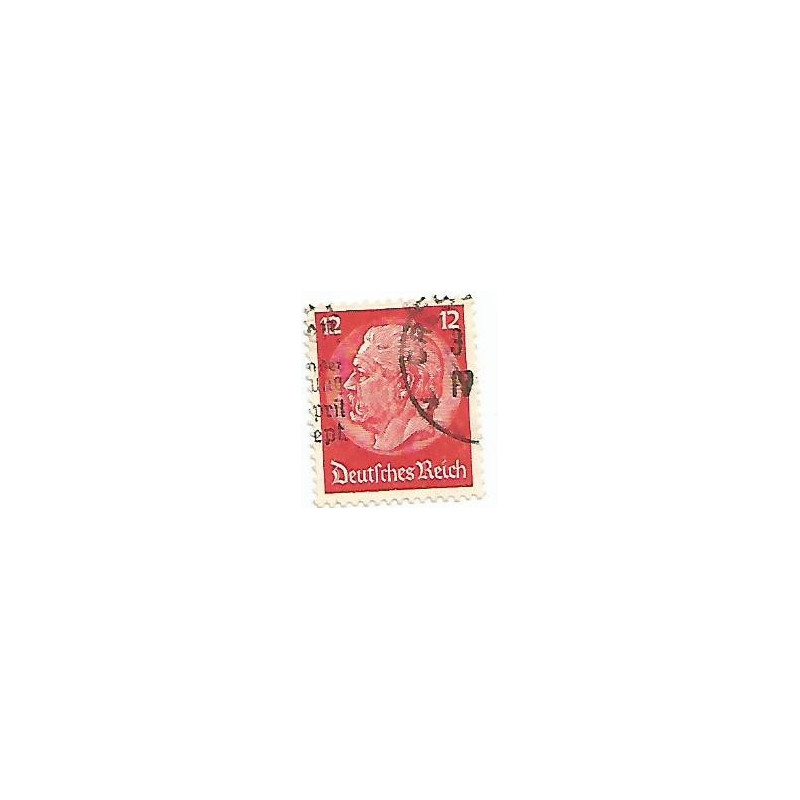 Timbre poste Maréchal Von Hindenburg 12 Pfennig rouge oblitéré