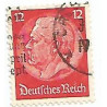 Timbre poste Maréchal Von Hindenburg 12 Pfennig rouge oblitéré