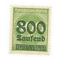 Timbre poste 800.000 Mark sur 400 Mark vert NEUF