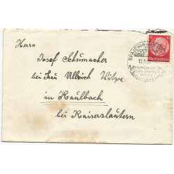 Timbre poste 12 reichsmark Von Hindenbourg sur enveloppe (2)