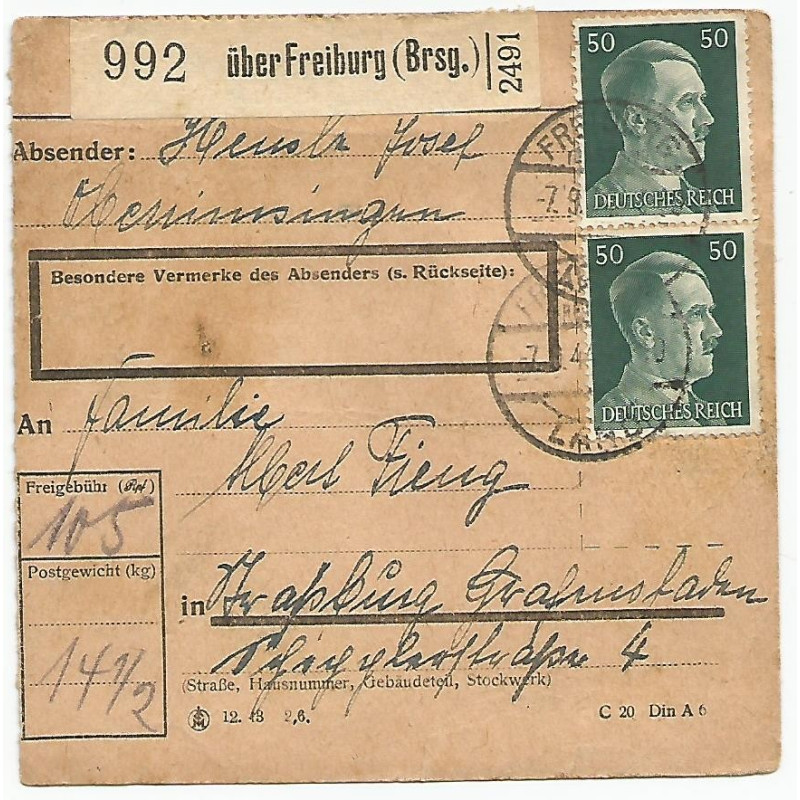 Bordereau de récépissé d'envoi postal (1)