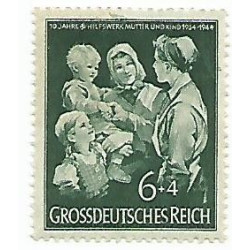 Timbre poste GrossDeutsches Reich 10 Jahre Winterhilfswerk Mutter und Kind 6+4 Pfennig Neuf