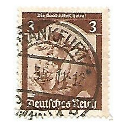 Timbre poste Deutsches Reich Die Saar kehrt heim! 3 Pfennig oblitéré