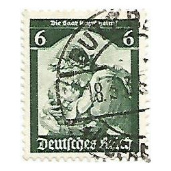 Timbre poste Deutsches Reich Die Saar kehrt heim! 6 Pfennig oblitéré