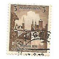 Timbre poste Deutsches Reich Breslau 1938 3 Pfennig oblitéré