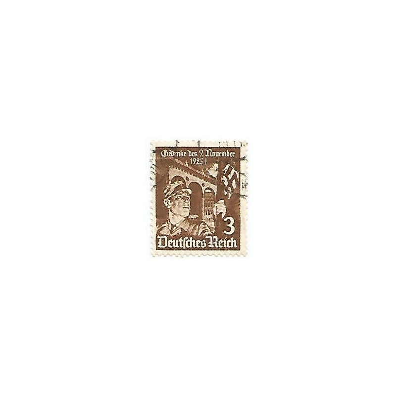 Timbre poste Deutsches Reich Gedenkes 9 November 1923 - SA 3 Pfennig oblitéré