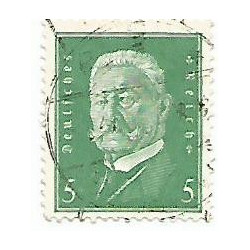 Timbre poste Maréchal von Hindenburg 5 Pfennig oblitéré