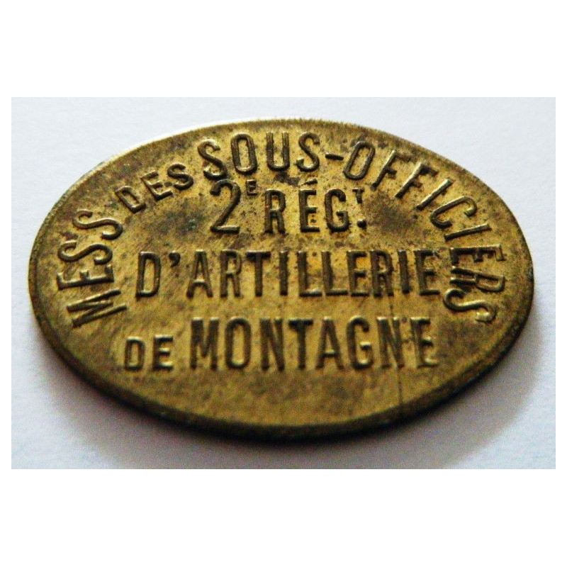 Pièce de 20 Centimes du Mess des Sous-Officiers du 2° Régiment d'Artillerie de Montagne / Nice