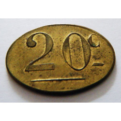 Pièce de 20 Centimes du Mess des Sous-Officiers du 2° Régiment d'Artillerie de Montagne / Nice