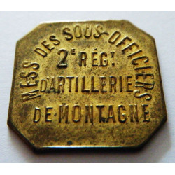 Pièce de 50 Centimes du Mess des Sous-Officiers du 2° Régiment d'Artillerie de Montagne / Nice