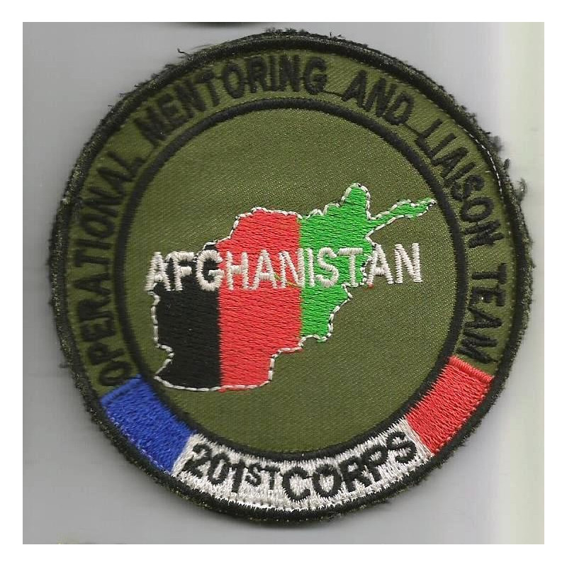Ecusson velcro fond kaki "Operational Mentoring and Liaison Team" - OMLT en Afghanistan