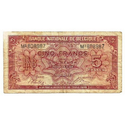 BELGIQUE : Billet de 5 Francs / 1 Belga - 1943