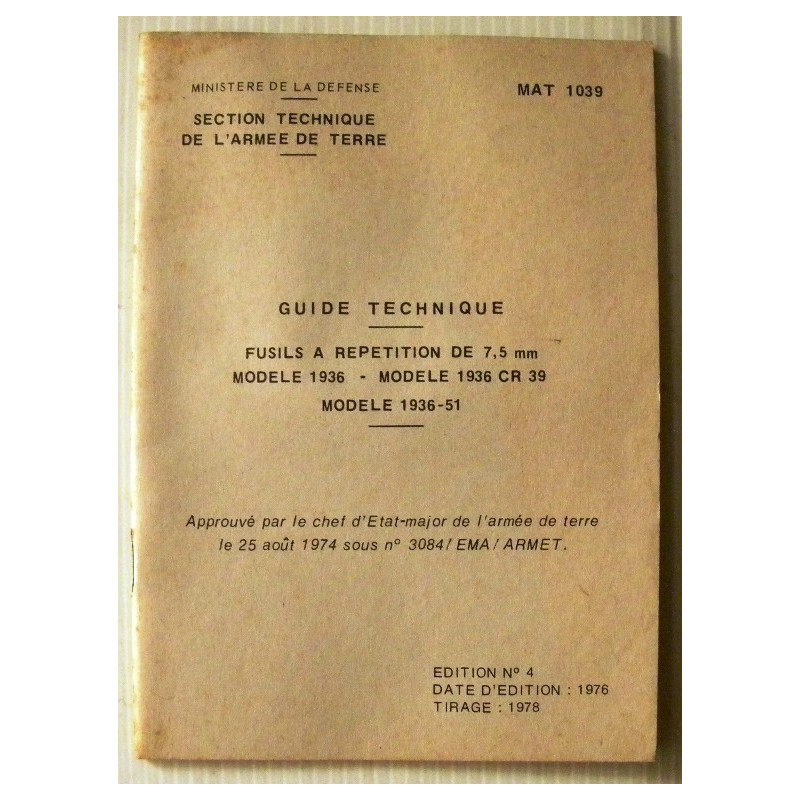 Guide Technique des Fusils à Répétition de 7,5mm - Modèle 1936 - 36 CR 39 - 36-51