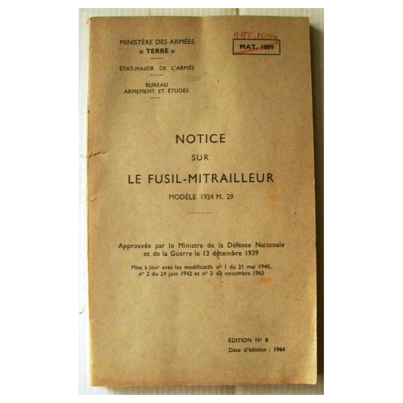 Notice sur le Fusil-Mitrailleur Modèle 1924 Modifié 1929