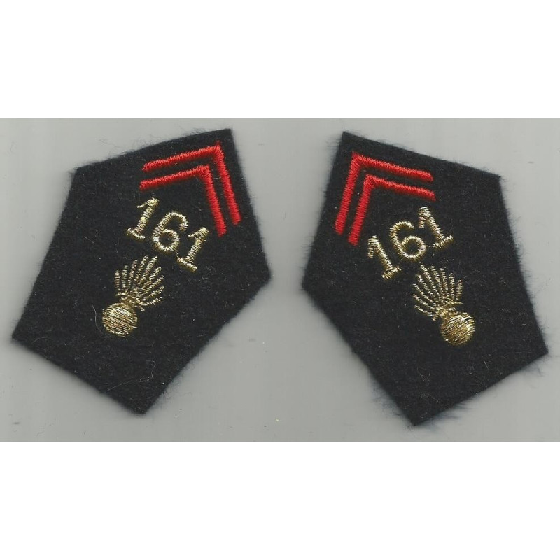 Paire de pattes de collet d'Officier du 161ème Régiment d'Infanterie
