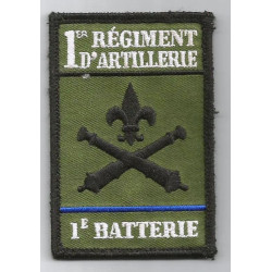 Insigne velcro rectangulaire 1er Régiment d'Artillerie - 1ère Batterie