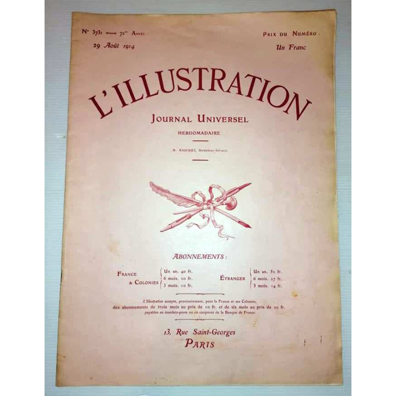 Magazine "L'Illustration" du 29 Août 1914